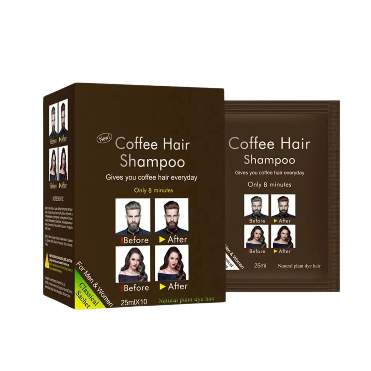 Tinte Coffee Hair Shampoo 25 ml x 10 - 2 unidades