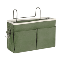 Cesta de Almacenamiento Colgante de Tela con Bolsillos Verde