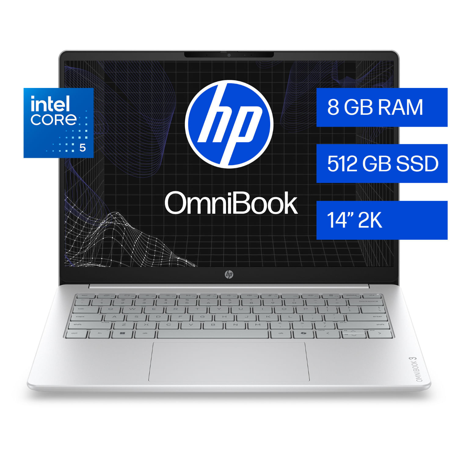 Laptop HP OmniBook 3 14-hu0050la, Intel Core 5, 8 GB, 512 GB SSD, 14, 2K Windows 11 Home