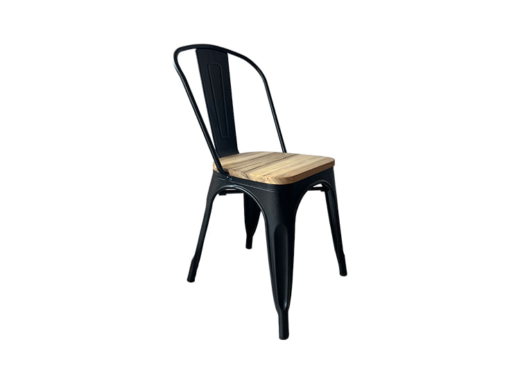 Silla Vintage Negra Wood Nogal - Ziyaz