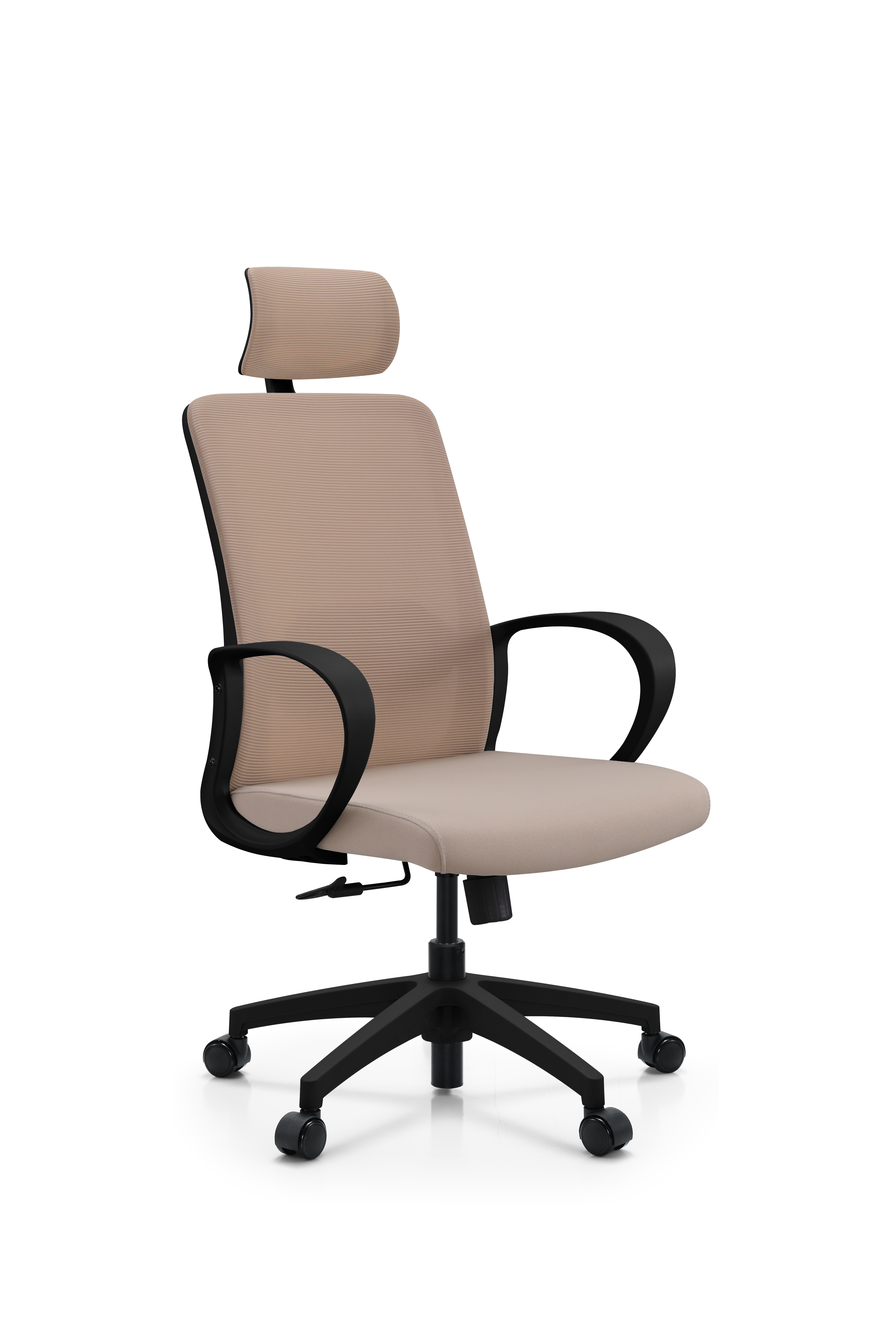 Silla Lacoste C/Cabezal Beige Claro Estructura Negra - Ziyaz