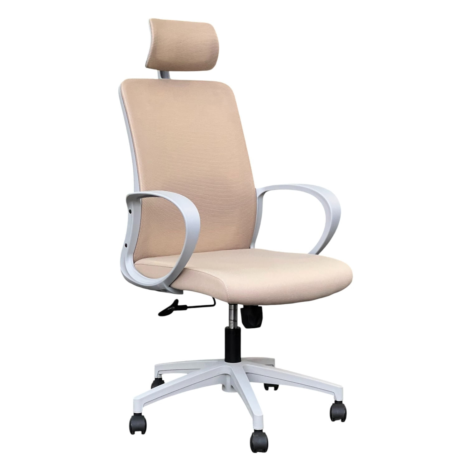 Silla Ergonomica Lacoste C/Cabezal Beige Claro Estructura Gris - Ziyaz