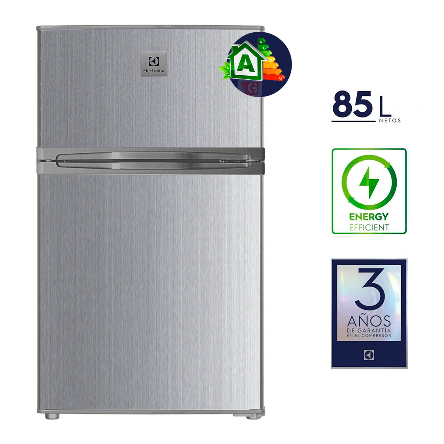 Frigobar 85Lts Doble Puerta ERTM87G2HQS Inox