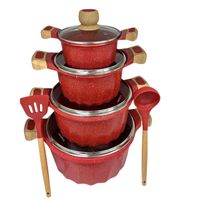 Juego de Ollas Antiadherentes MGC de 10 Pcs Color Rojo