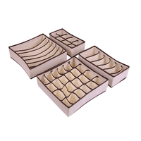 Set de 4 Organizadores de Ropa Interior Plegables para Cajón Beige