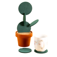 Juego de Posavasos Antideslizante con Soporte en Forma de Cactus