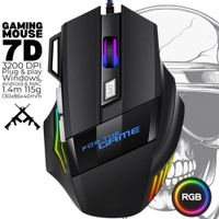 Mouse Gamer 7D RGB LED Ergonómico 7 Botones Alámbrico 1.4m USB 2.0