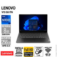 LAPTOP LENOVO V15 G6 ITN 15.6"" FHD INTEL N100 HASTA 3.4GHZ 8GB DDR5-4800 SIN SISTEMA OPERATIVO