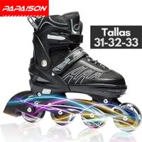 Patines en Línea Ajustables A01 - Negro - Tallas 31-32-33 ABEC-7 82A con Luces LED Frame de Aluminio