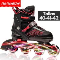 Patines en Línea Ajustables A01 - Rojo - Tallas 40-41-42 ABEC-7 82A con Luces LED Frame de Aluminio