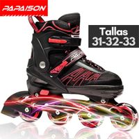 Patines en Línea Ajustables A01 - Rojo - Tallas 31-32-33 ABEC-7 82A con Luces LED Frame de Aluminio