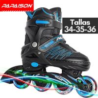 Patines en Línea Ajustables A01 - Azul - Tallas 34-35-36 ABEC-7 82A con Luces LED Frame de Aluminio
