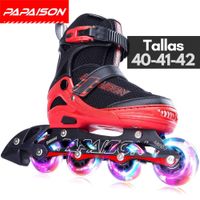 Patines en Línea Ajustables A06 - Rojo - Tallas 40-41-42 ABEC-7 82A con Luces LED Frame de Aluminio