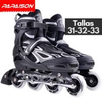 Patines en Línea Ajustables F08 - Negro - Tallas 31-32-33 ABEC-7 82A con Luces LED Frame de Aluminio