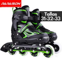 Patines en Línea Ajustables F08 - Verde - Tallas 31-32-33 ABEC-7 82A con Luces LED Frame de Aluminio