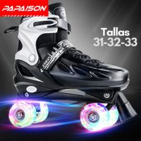 Patines 4 Ruedas Ajustables Retro A9B - Negro - Tallas 31-32-33 - ABEC-7 - Con Luces LED