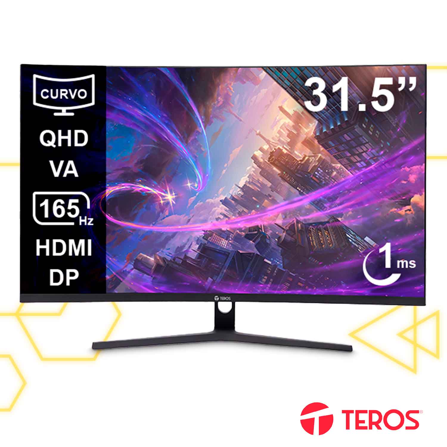 Monitor Gaming Teros TE-3217G 31.5 pulgadas Curvo QHD 165Hz 1ms HDMI DisplayPort