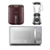 Combo: Microondas Electrolux 20L EMDO20S2GSRUG + Freidora de Aire 5,6L Roja 1400W EAF41 +  Licuadora 5 velocidades 700w EBS30