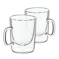 Set de 2 Tazas Alta Recta Doble Pared de Vidrio 90 ml