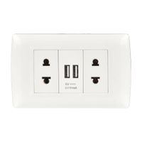 Tomacorriente Doble + USB Blanco Basic