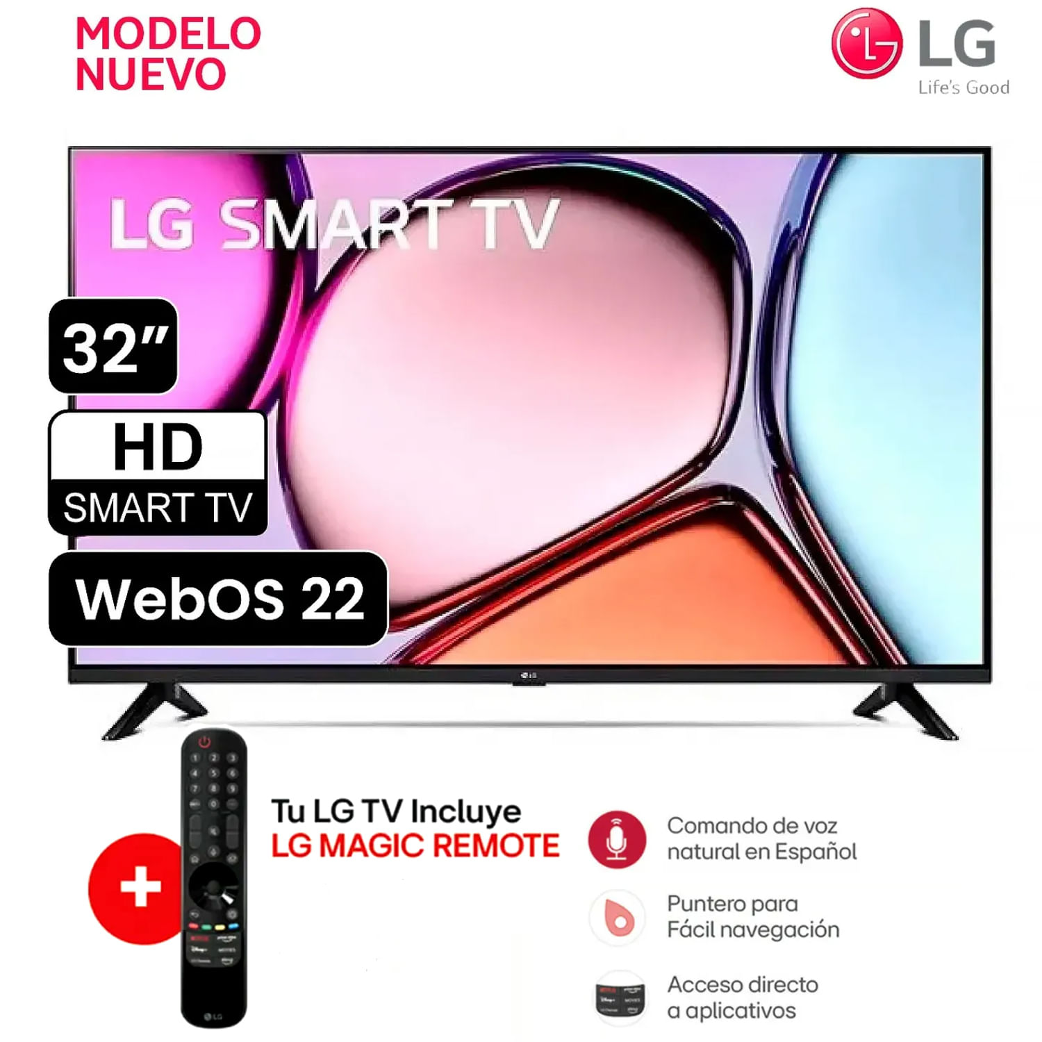 Televisor LG Smart TV 32 HD 32LR600BPSC con webOS y AI ThinQ
