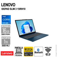 LAPTOP LENOVO IDEPAD SLIM 3 15IRH10 15.3"" WUXGA CORE I7 13620H 2.4/4.9GHZ 16GB SIN SISTEMA OPERATIVO