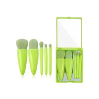 Set x 5 Mini Brochas con Estuche y Espejo para Cartera - Verde Neon