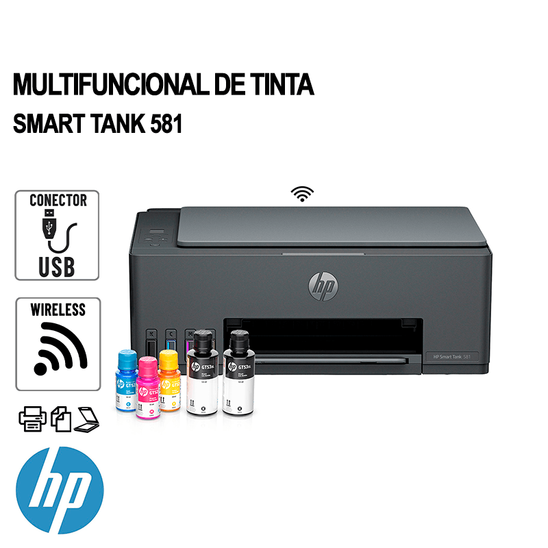 IMPRESORA DE TINTA HP SMART TANK 581 WIFI - USB