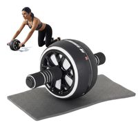 Rueda Abdominales Abs Wheel Antideslizante No Ruidos + Mat Negro con Blanco