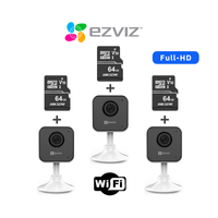 Kit de 3 Cámaras de Seguridad WiFi para interior H1C Full HD + Micro SD 64gb - Ezviz