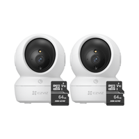 Kit de 2 cámaras seguridad  para interiores H6C Full HD Pro 2MP + Micro SD 64gb visión 360° para el