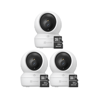 Kit de 3 cámaras de seguridad H6C Full HD + Micro SD 64gb para interiores con Paneo e Inclinación -