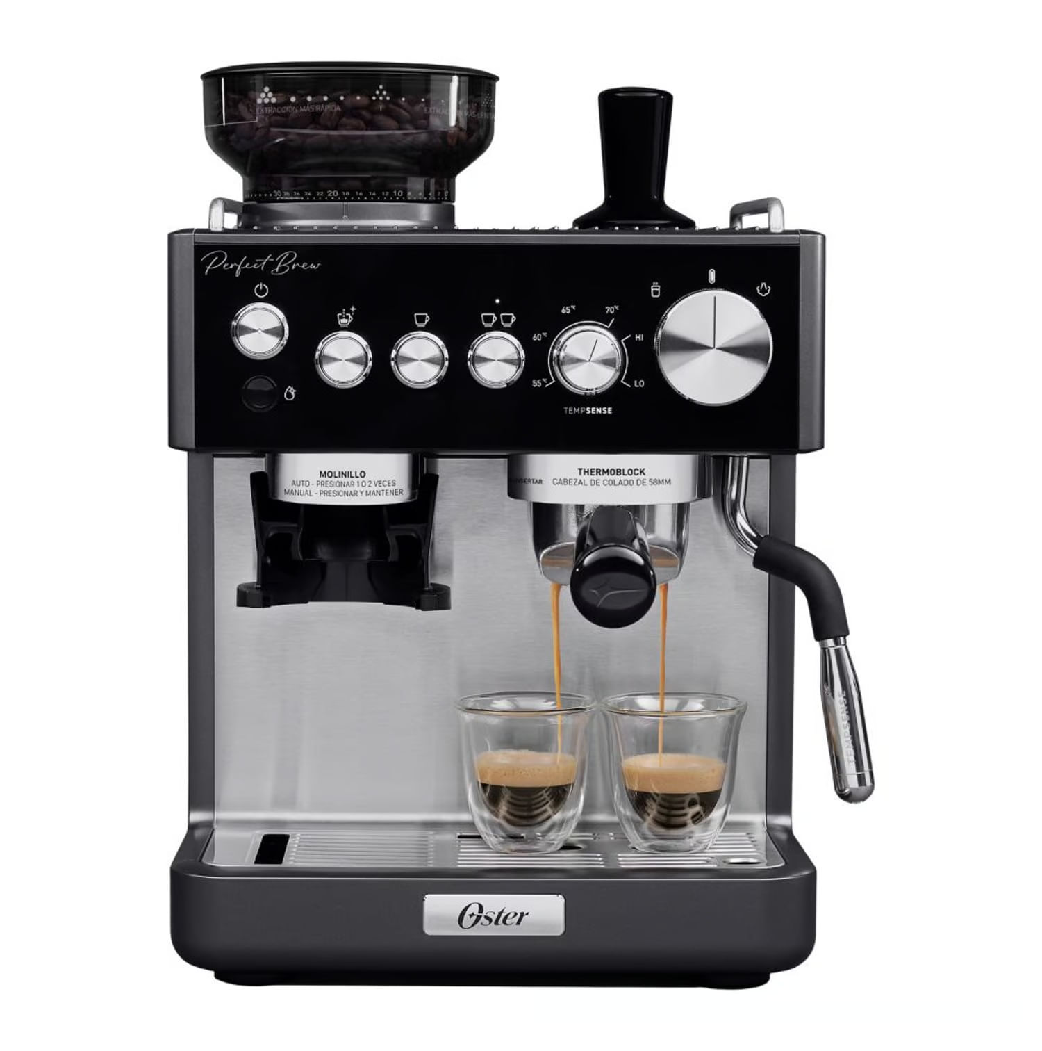 Cafetera Espresso Oster Perfect Brew BVSTEM7301 con Molinillo