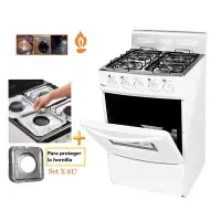 Cocina Fadic con respaldar y Horno 20 Sami 4H Blanco +Protector