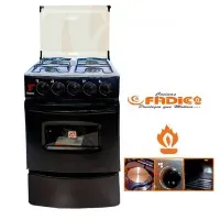 Cocina con tapa de vidrio y Horno Sami 4h Negro