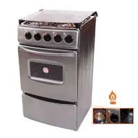 Cocina con tapa de vidrio Fadic y Horno Sami 4h gris