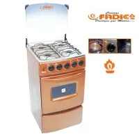 Cocina con tapa de vidrio y horno sami 4h cobre