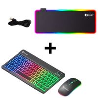 Combo Kit Teclado y Mouse Luces RGB Inalámbrico Bluetooth Multidispositivo GR270027 Negro + Mousepad