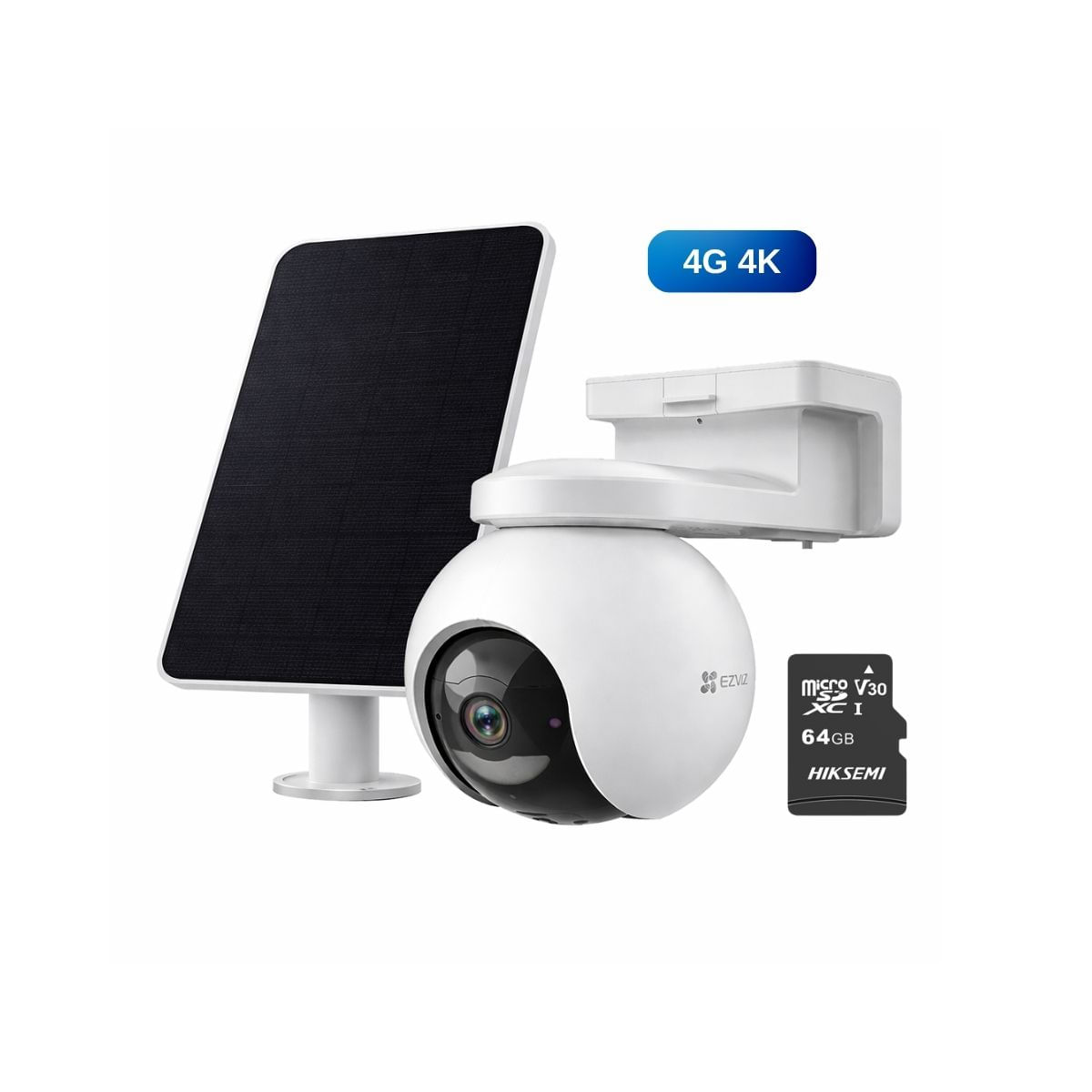 Cámara seguridad EB8 4G 4K + Micro SD 64GB con batería y rotación 360° con panel solar - Ezviz