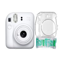 Camara  Fujifilm Instax Mini 12 Blanco Arcilla+Estuche Transpa+Pelix10