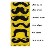 Set x 6 bigotes grandes negros falsos tipo sticker disfraz Halloween fiesta mexicana diseño 2