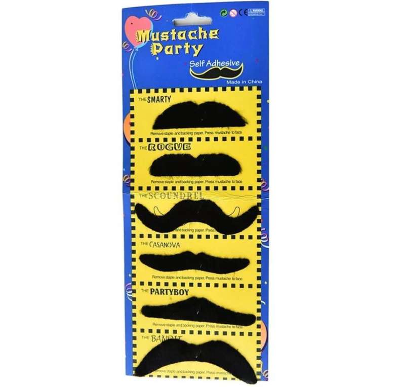 Set x 6 bigotes falsos disfraz Halloween