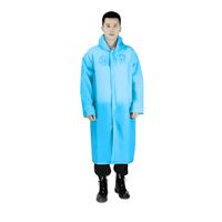 Poncho Para Lluvia Ligero Impermeable con Manga Capucha y Botones - AZULINO