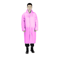 Poncho Para Lluvia Ligero Impermeable con Manga Capucha y Botones - ROSADO