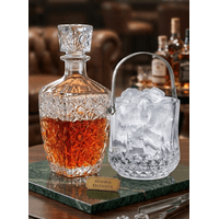 Jgo 2pc Cadamada, Cubo, Hielera de Bar + Licorera, Whiskera, Escoces, Bourbon, Vodka