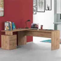 Escritorio Moderno en L Italo color Marrón 3 cajones TU MESITA