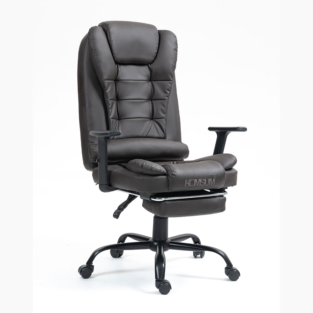 Silla ergonómica de oficina gerencial con base de acero Roma Komsum Marrón oscuro