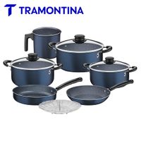 JUEGO DE OLLAS TRAMONTINA 10 PIEZAS MAX AZUL ANTIADHERENTE