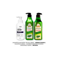 SHAMPOO KETOZINC 350ML + SHAMPOO ROMERO 520ML + ACONDICIONADOR 500ML
