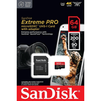 Memoria Sandisk Extreme Pro MicroSDXC 64GB 200MB/s con adaptador SD